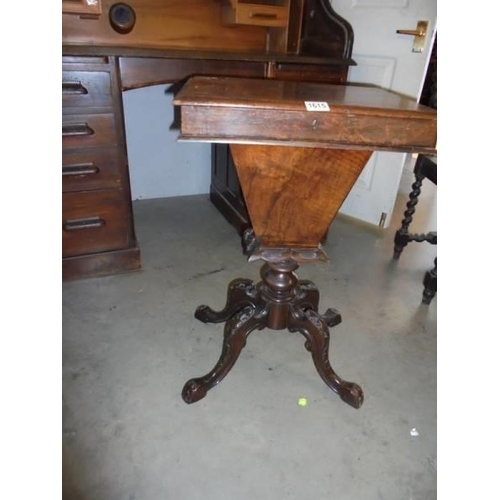 1615 - A Victorian cabriole leg sewing table, COLLECT ONLY.