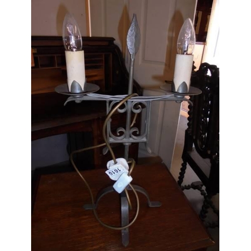 1616 - A two light metal table lamp.