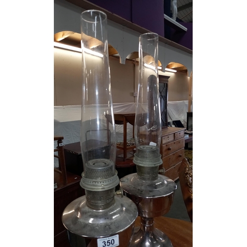 350 - 2 chrome plated Aladdin oil lamps