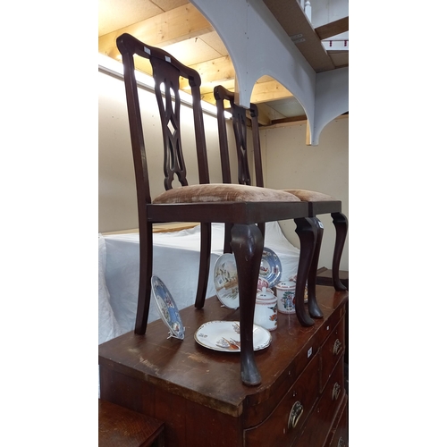 402 - A pair of Edwardian dining/hall chairs, COLLECT ONLY