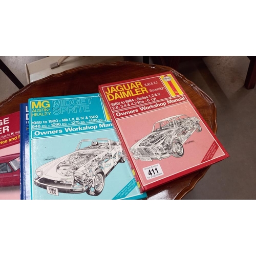 411 - 6 Haynes manuals, Jaguar/Daimler, MG Sprite, Land Rover, Range Rover, MGB etc