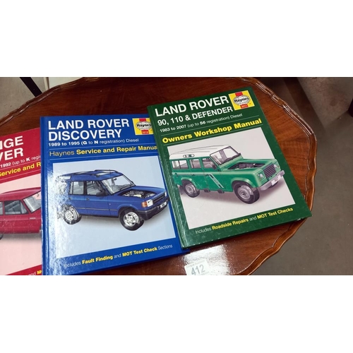 411 - 6 Haynes manuals, Jaguar/Daimler, MG Sprite, Land Rover, Range Rover, MGB etc