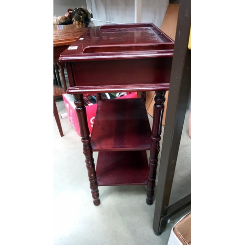 422 - A dark wood stained hall/side table with drawer and shelves COLLECT ONLY