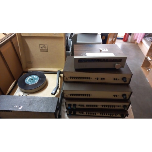 444 - Job lot of electronic items including 2x Goodmans speakers + Sanyo micro system, A Tevion 5949 DAB r... 