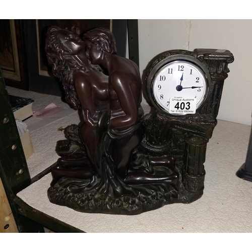 403 - A bronzed resin classical themed mantle clock