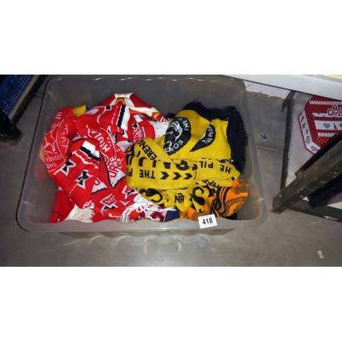 418 - A quantity of football scarves, mostly England v  --------, plus some Boston and Notts Forest, plus ... 