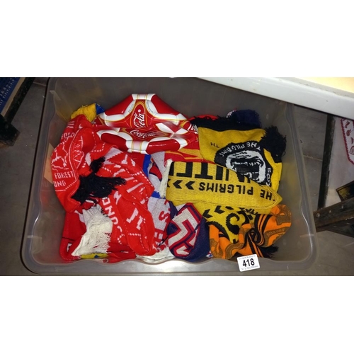 418 - A quantity of football scarves, mostly England v  --------, plus some Boston and Notts Forest, plus ... 