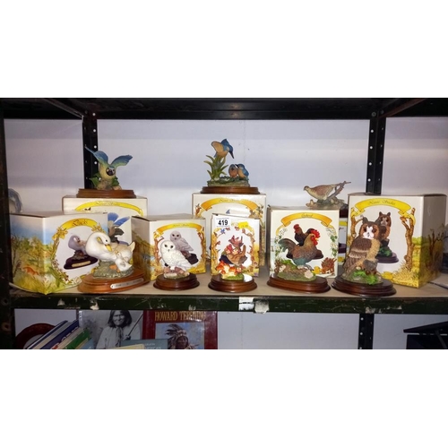 419 - A good lot of Leonardo boxed bird figurines