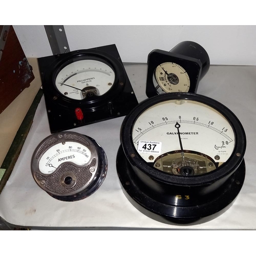 437 - A Galvanometer, Ampmeter, mill ampmeter etc COLLECT ONLY