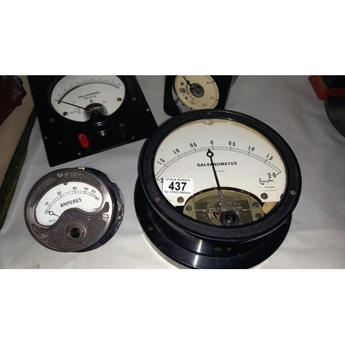 437 - A Galvanometer, Ampmeter, mill ampmeter etc COLLECT ONLY