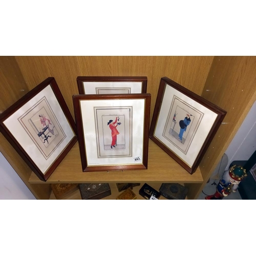 443 - 4 framed and glazed Parisian costume prints by Kary H Lasch