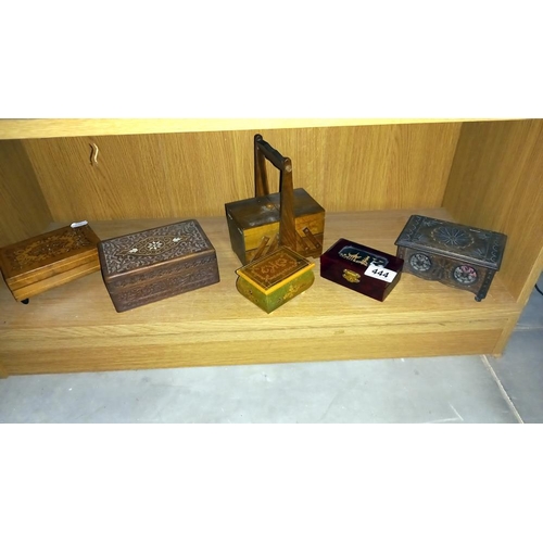 444 - Inlaid music box and others including cantilever box etc