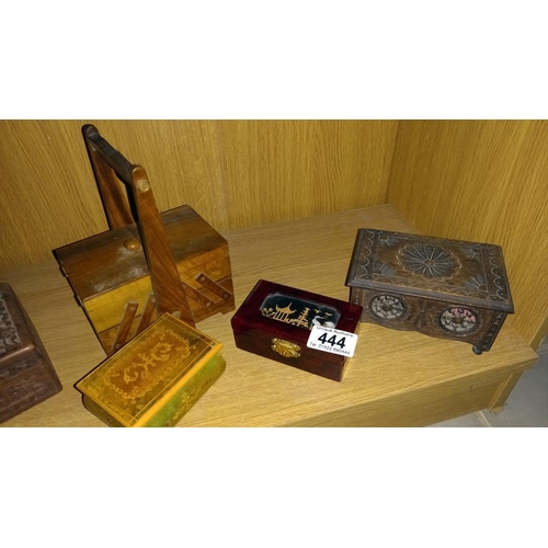 444 - Inlaid music box and others including cantilever box etc