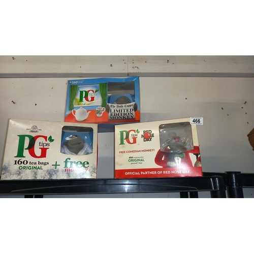 466 - 3 boxed PG Tips monkey (no teabags)