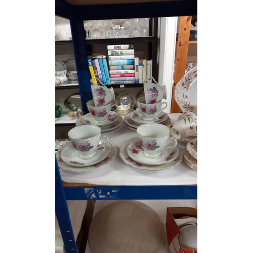 607 - Chinese rose pattern and Paragon tea sets and 1 other COLLECT ONLY