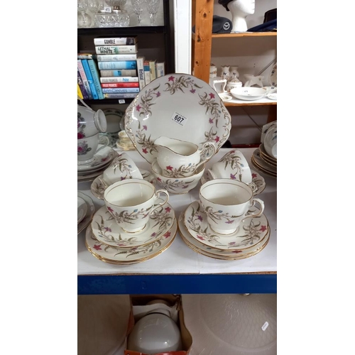 607 - Chinese rose pattern and Paragon tea sets and 1 other COLLECT ONLY