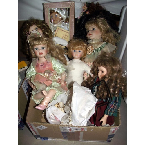 611 - A box of 7 collectors Dolls including fairy etc. COLLECT ONLY