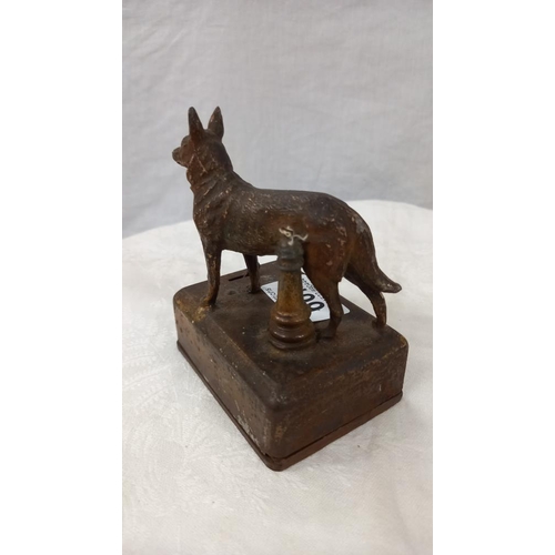 667 - A 1930's spelter Alsatian dog night light a/f