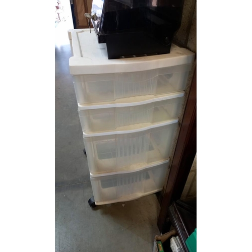 703 - 2 plastic file storage boxes and a storage chest of drawers COLLECT ONLY