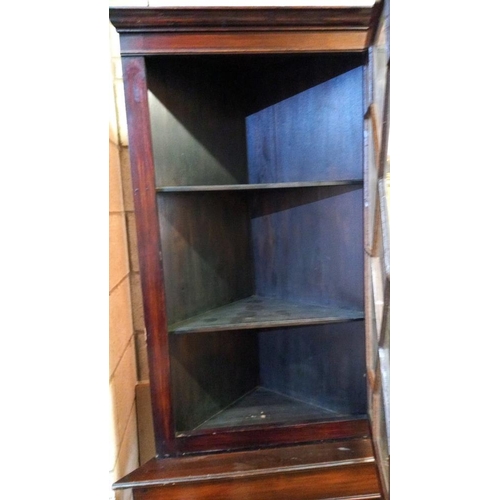 704 - A mahogany astragal glazed corner cabinet on stand, COLLECT ONLY