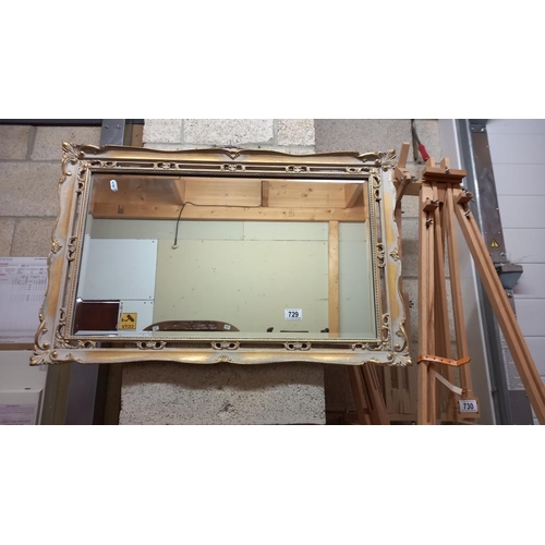 729 - A shabby chic painted and gilded bevel edge mirror 80cm x 62cm COLLECT ONLY