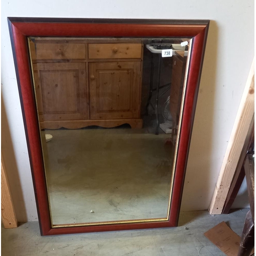 738 - A mahogany framed bevel edged mirror, COLLECT ONLY