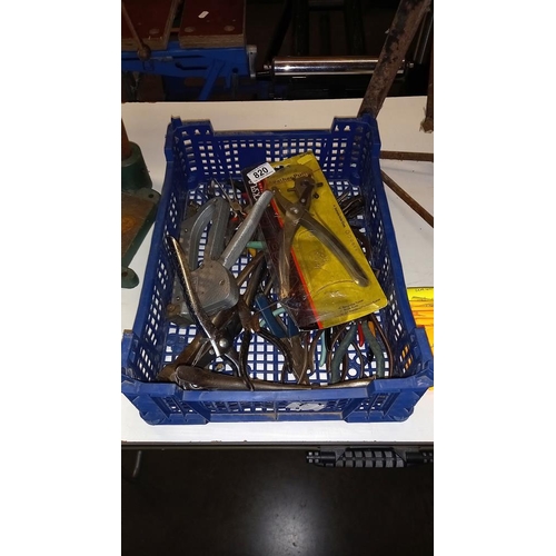 820 - A box of various pliers, cutters & mole grips etc.