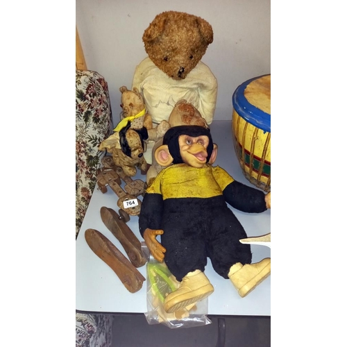 764 - A quantity of vintage Teddy Bears & toys etc. (bears in need of TLC)