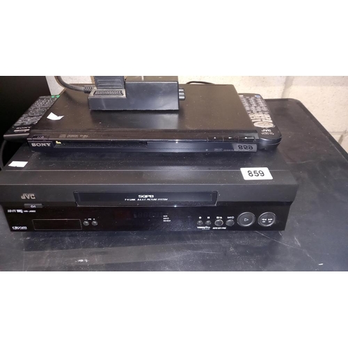 859 - A JVC video cassette machine & a Sony DVD player