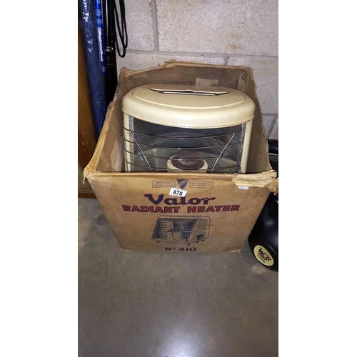 878 - A vintage Valor radiant heater No: 410, in original box COLLECT ONLY.