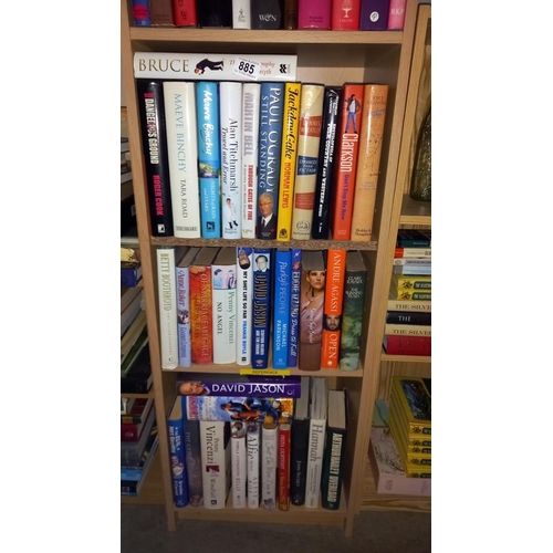 885 - 3 shelves of hardback books including autobiographies etc. COLLECT ONLY.