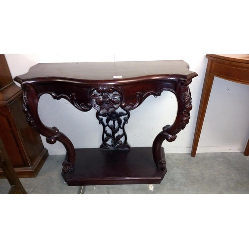 901 - A carved mahogany hall/wall table 91cm x 43cm x height 73cm COLLECT ONLY