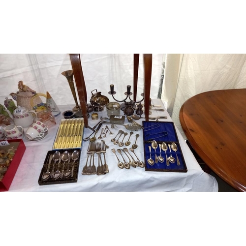 919 - A quantity of silver plate items and cutlery, some boxed