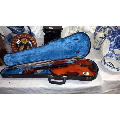 939 - A copy of a Stradivarius violin in case