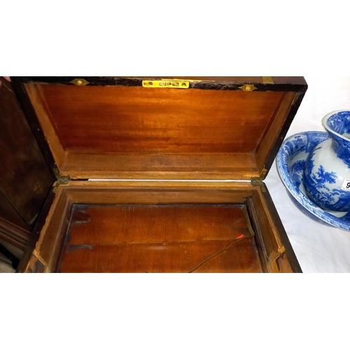 943 - A brass bound mahogany writing box, no interior