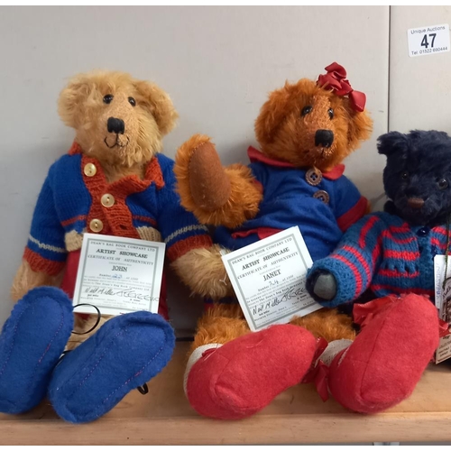 47 - 4 collectors bears by artist Jo Greeno, Charnwood and Bearyland