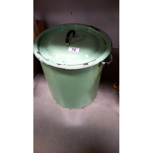 72 - A green enamel bread bin, vintage/retro waste paper basket, teapot etc COLLECT ONLY