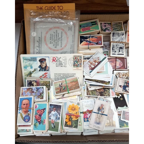 87 - A box of cigarette and collectors cards including Topps chewing gum, football cards