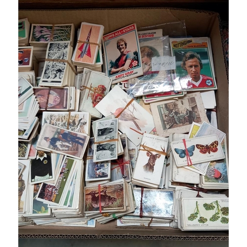 87 - A box of cigarette and collectors cards including Topps chewing gum, football cards