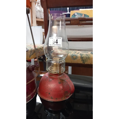 94 - A vintage Veritas pressure lantern & a finger oil lamp