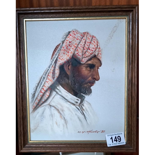 149 - 2 signed oil on canvas of Arab men dated '82 size 24cm x 29cm