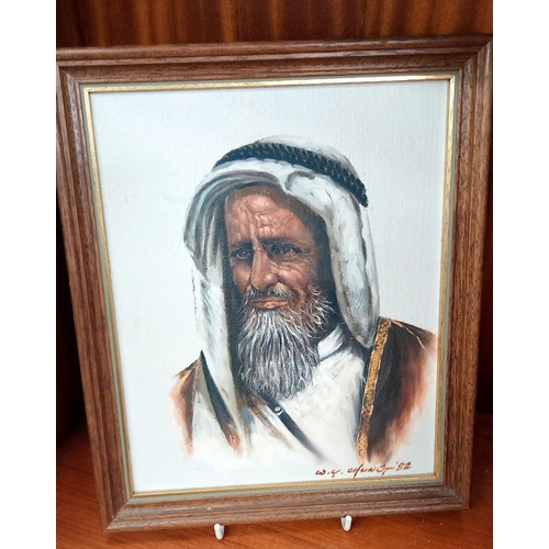 149 - 2 signed oil on canvas of Arab men dated '82 size 24cm x 29cm