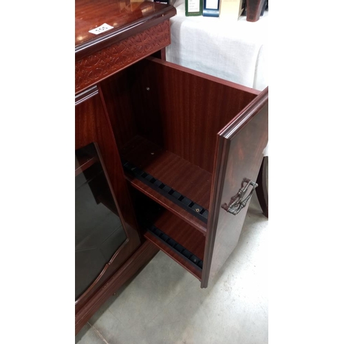 155 - A dark wood stained TV video music cabinet, 91cm x 43cm x 82cm, COLLECT ONLY