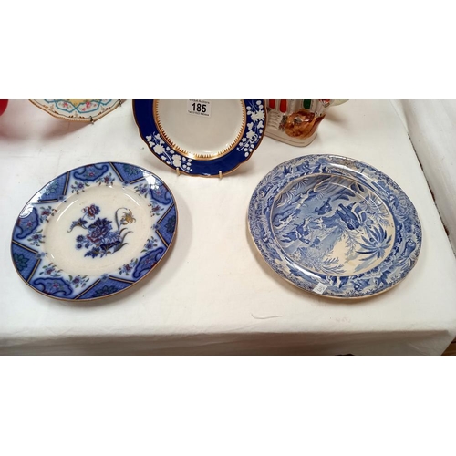 185 - A Victorian Spode 'Death of the Bear' plate A/F, Copeland plates & Staffordshire flat back etc. COLL... 