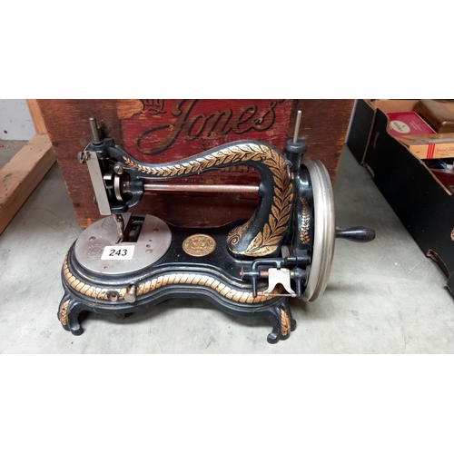 243 - A Jones sewing machine in original sign written 'Buy Jones' box COLLECT ONLY