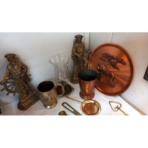 249 - A selection of brass & copper including Britain's Pride Sailor door stops & shell cases etc. COLLECT... 