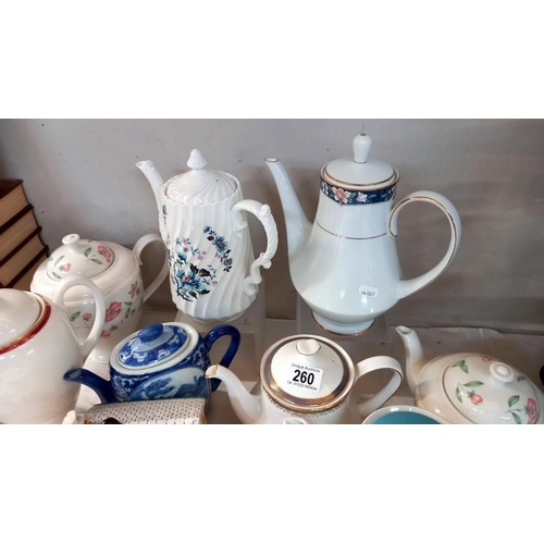 260 - A quantity of teapots, Noritaki, Wedgwood, Sadler & Royal Albert etc. COLLECT ONLY