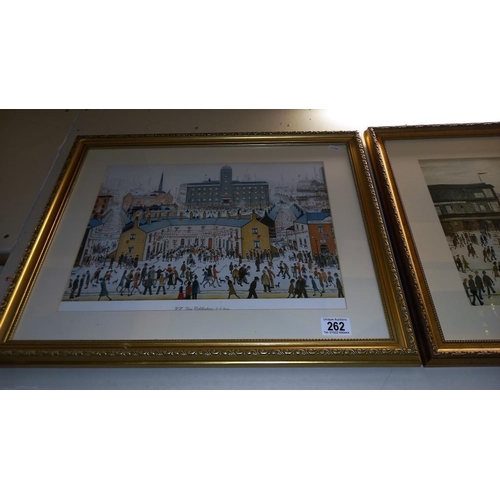 262 - 2 gilt framed Lowry prints COLLECT ONLY