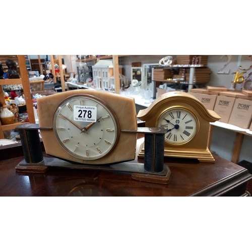 278 - A vintage Metamec mantle clock and 3 other clocks