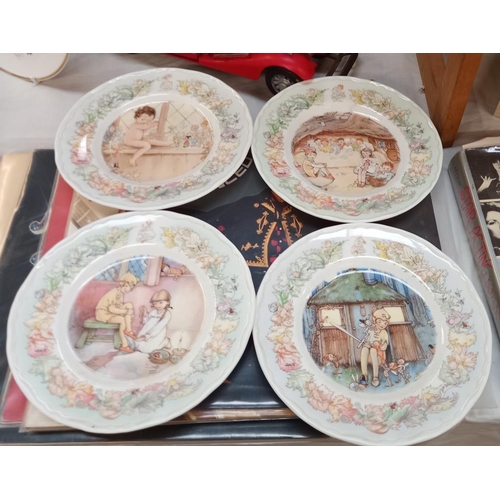 282 - 6  floral collectors plates, Royal Worcester plates etc plus vintage cheese/butter dish with a shell... 